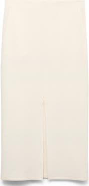 MANGO Cotton Midi Skirt with Front Slit
