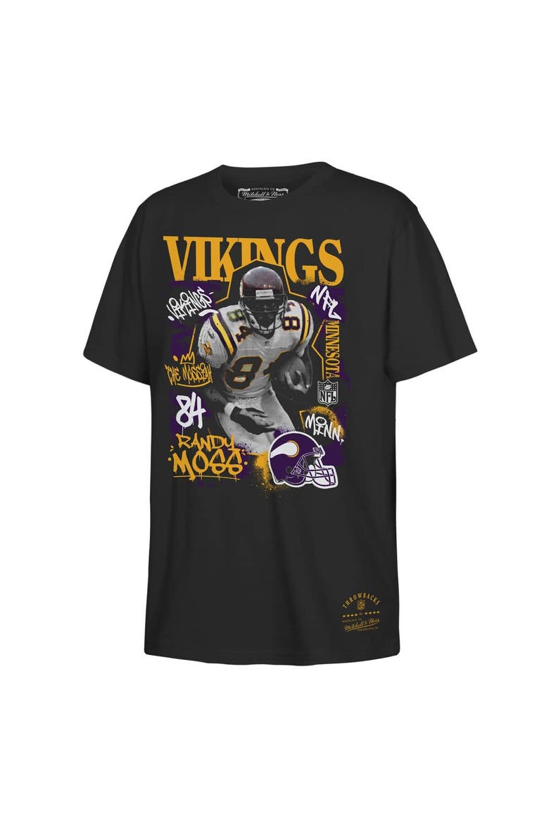Youth Mitchell & Ness Randy Moss Black Minnesota Vikings Star Player T-Shirt, Main, color, Black