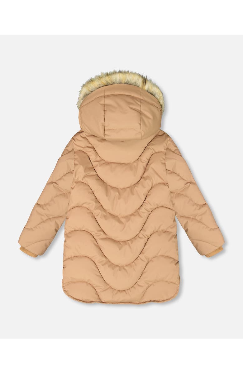 Deux par Deux Long Wavy Quilt Puffy Winter Coat, Alternate, color, Chanterelle