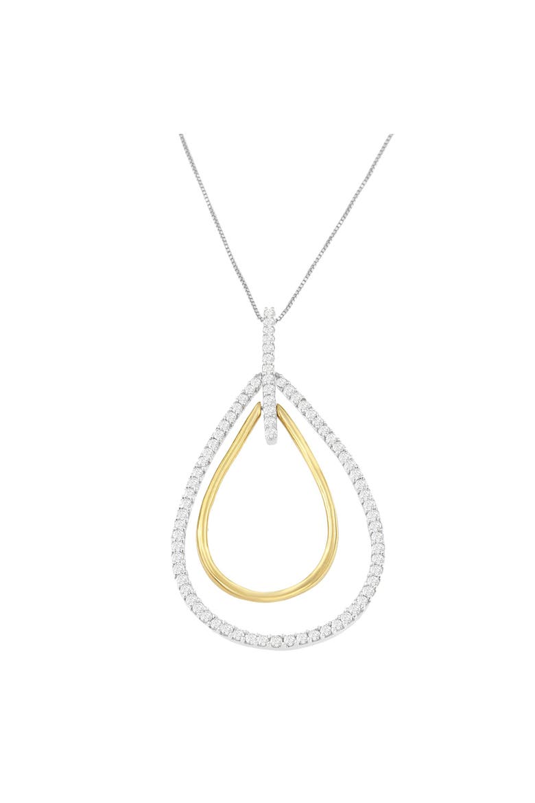 14K Two-Tone Gold Diamond Double Burst Pendant Necklace, Alternate, color, Yellow
