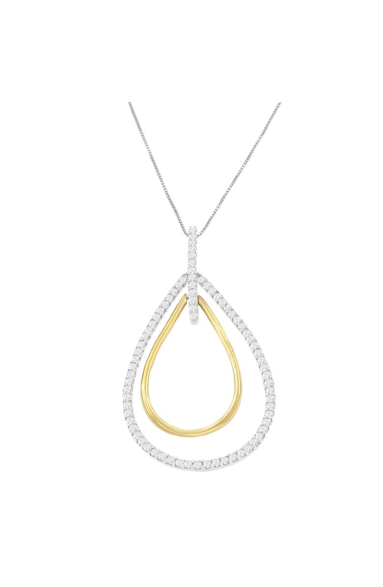Haus of Brilliance 14K Two-Tone Gold Diamond Double Burst Pendant Necklace, Alternate, color, Yellow