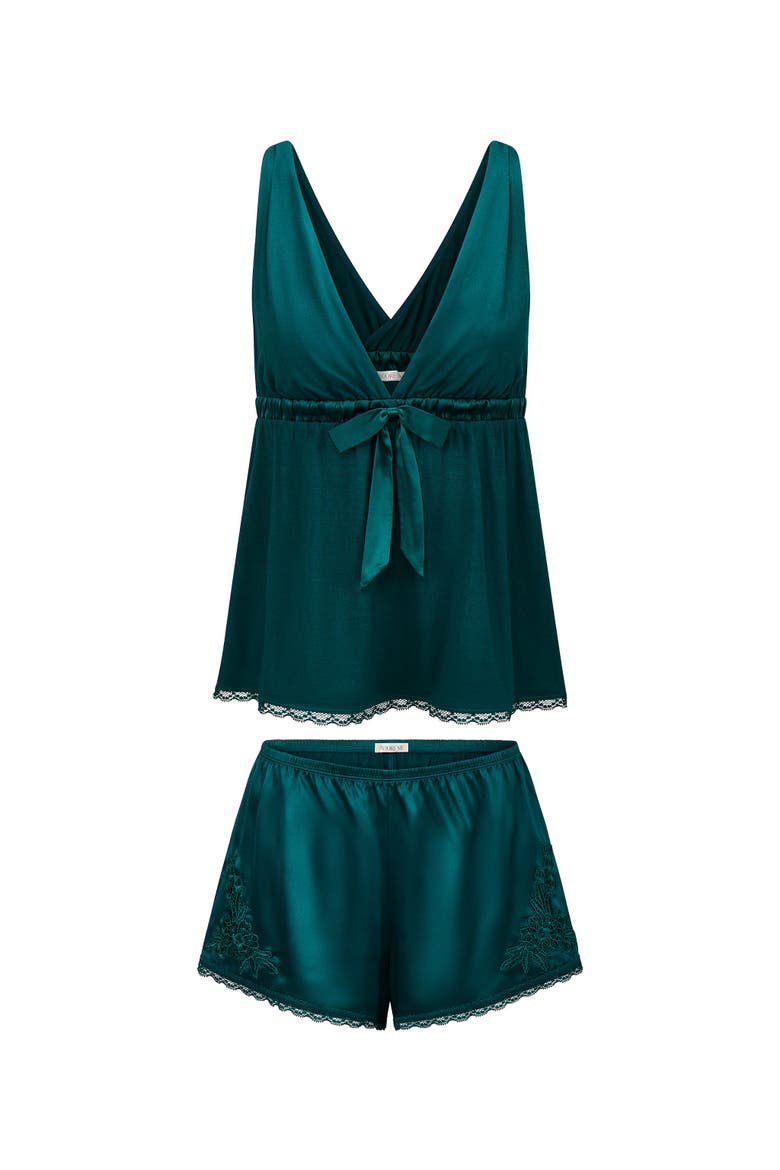 Starsha Pajama Tank & Shorts Sleep Set, Alternate, color, Dark green