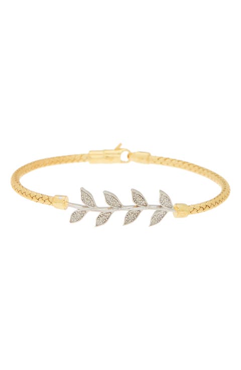 Diamond Leaf Bangle Bracelet - 0.12ct.
