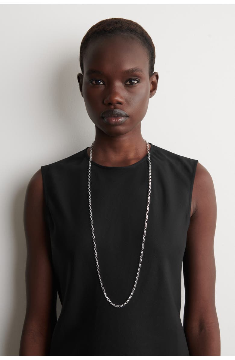 COS Teardrop-link Long Chain Necklace, Alternate, color, Silver
