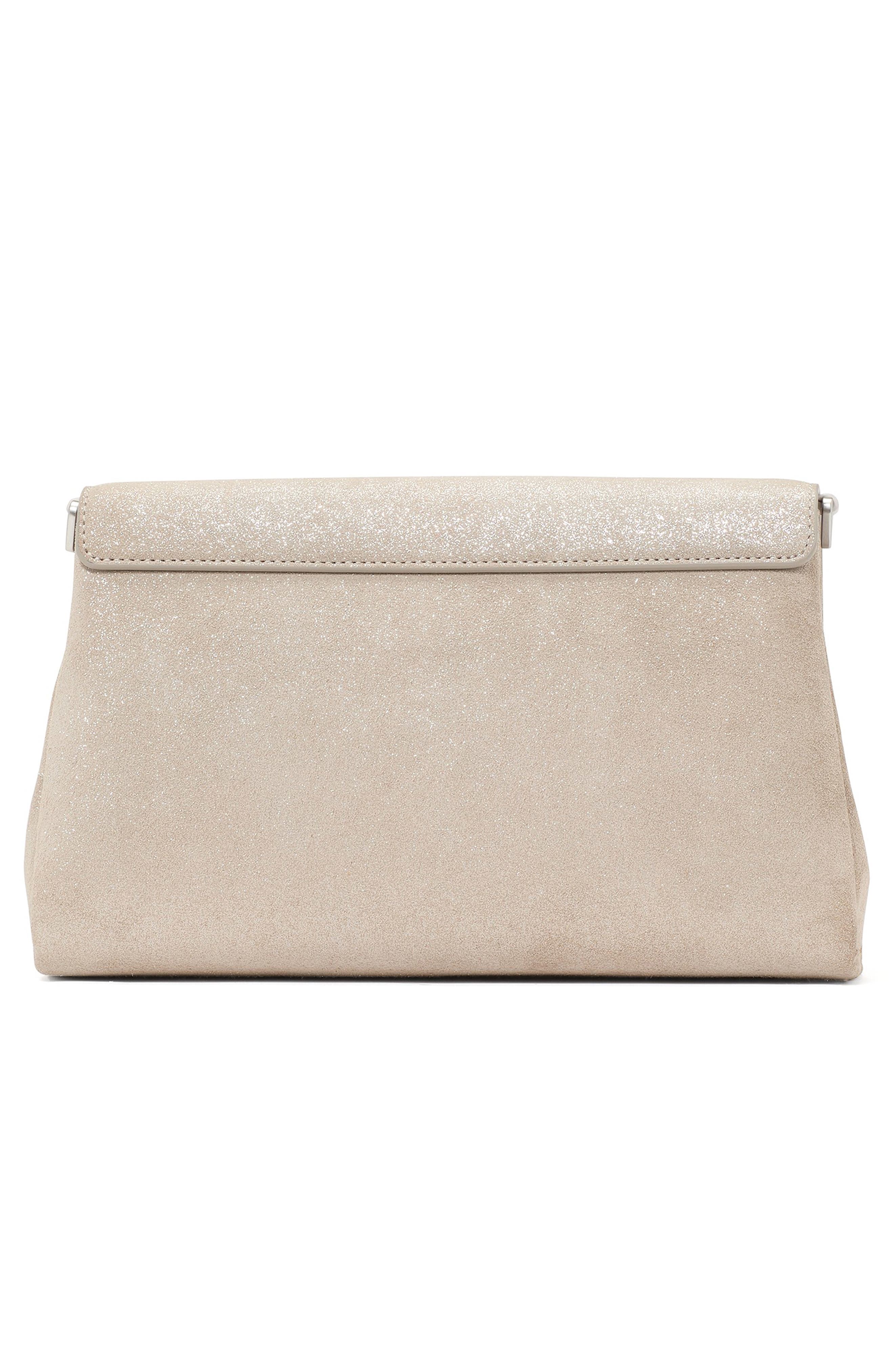 Kate Spade New York grace glitter suede clutch, Alternate, color, 