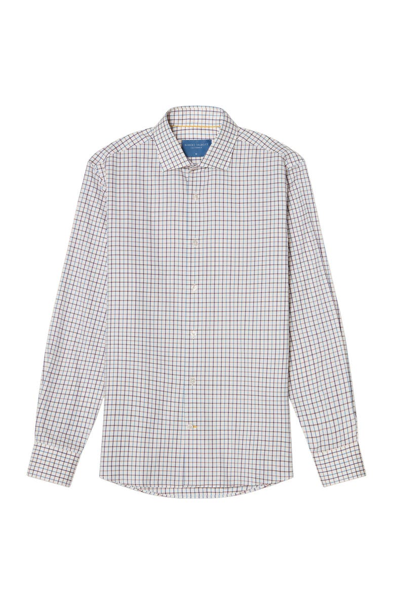 Robert Talbott Reynolds Ultra Light Weight Brushed Tattersall Shirt, Main, color, Flax Multi