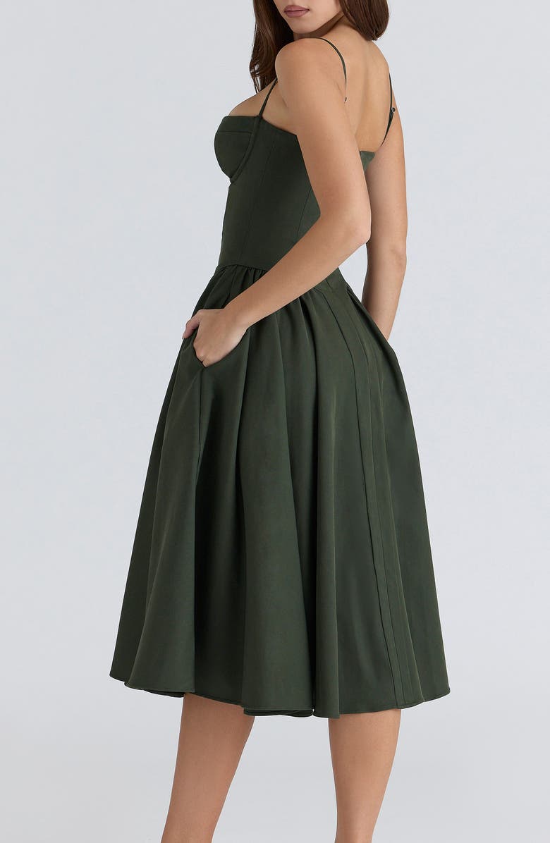 HOUSE OF CB Samaria Fit & Flare Midi Cocktail Dress, Alternate, color, Emerald Green