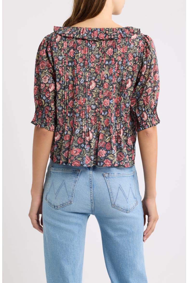 Camri Ruffle Collar Top, Alternate, color, CHILTON FLORAL BLOCK