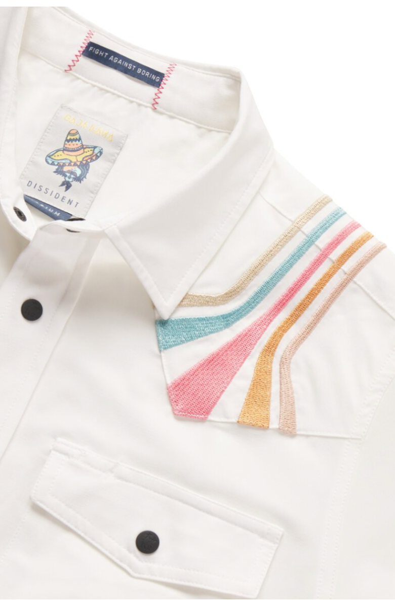 Baja Llama Retro Rays - Dissident Western Front Snap Button Up, Alternate, color, Cream