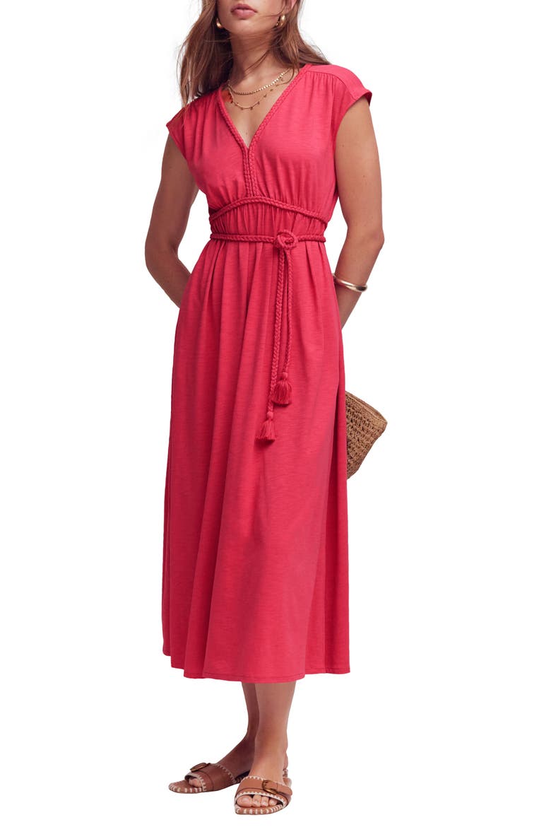 Heidi Ruched Jersey Midi Dress, Main, color, ASH RED