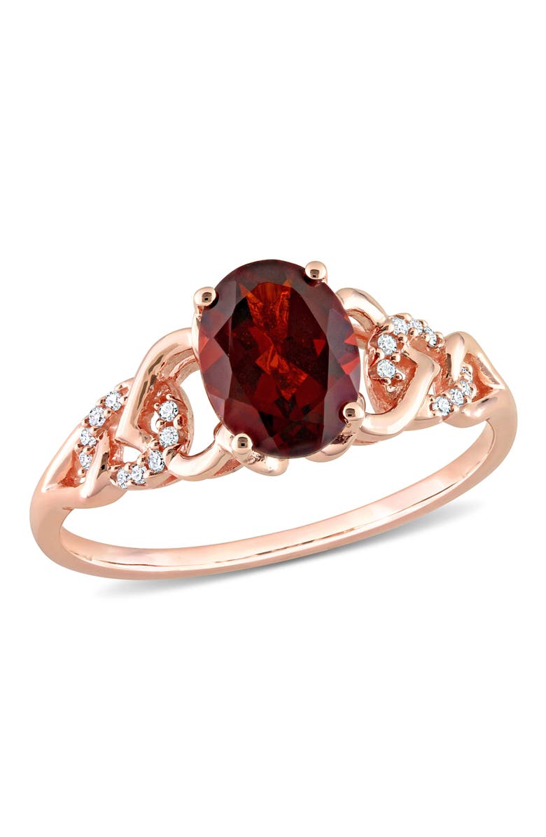 Julianna B. Garnet & Diamond Accent Link Ring, Main, color, Garnet