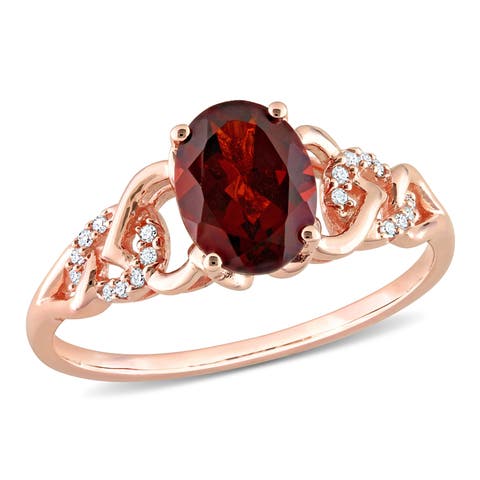 Garnet & Diamond Accent Link Ring