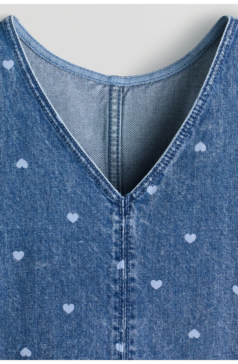H&M Denim Pinafore Dress, Alternate, color, Denim Blue/Hearts