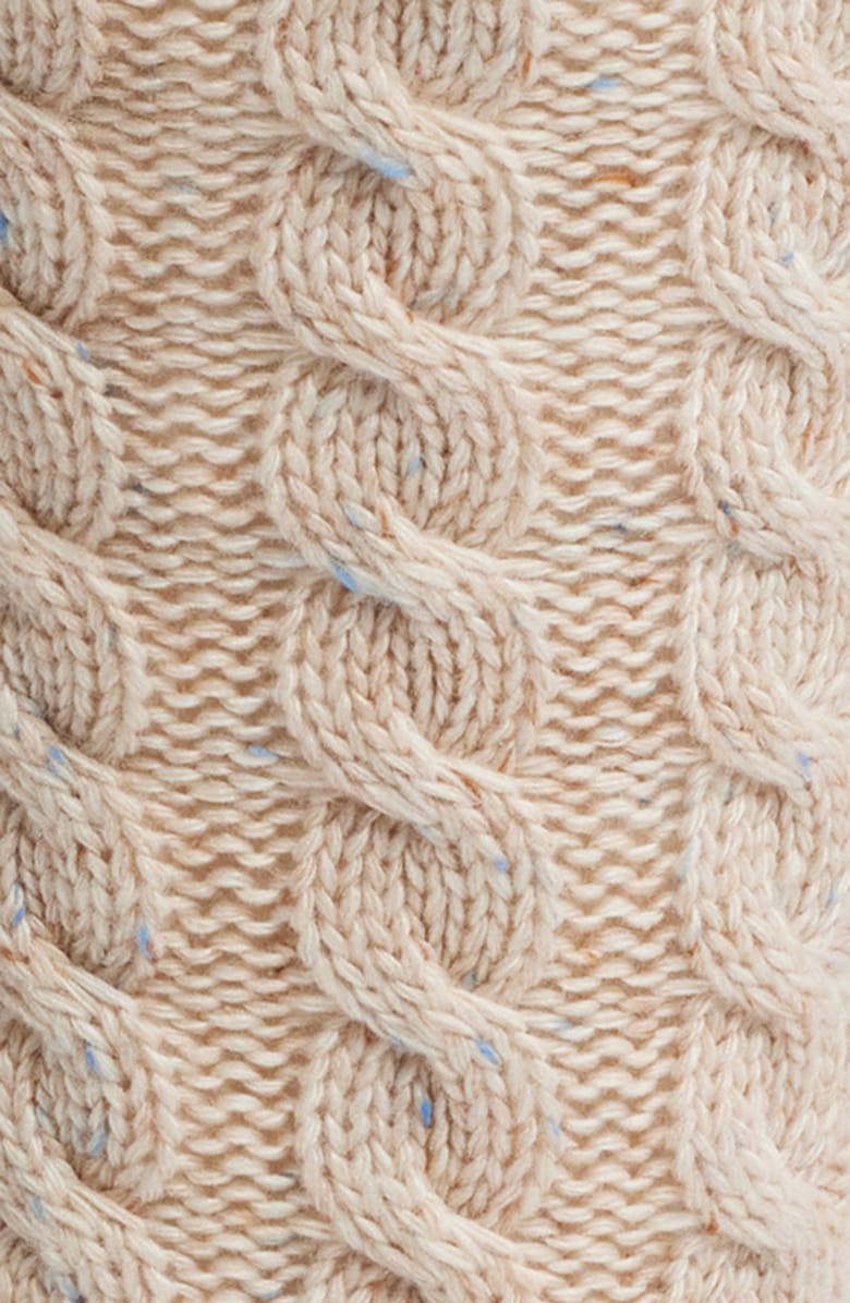 UGG<sup>®</sup> Elowyn Fleece Lined Cable Gripper Crew Socks, Alternate, color, Cream Confetti