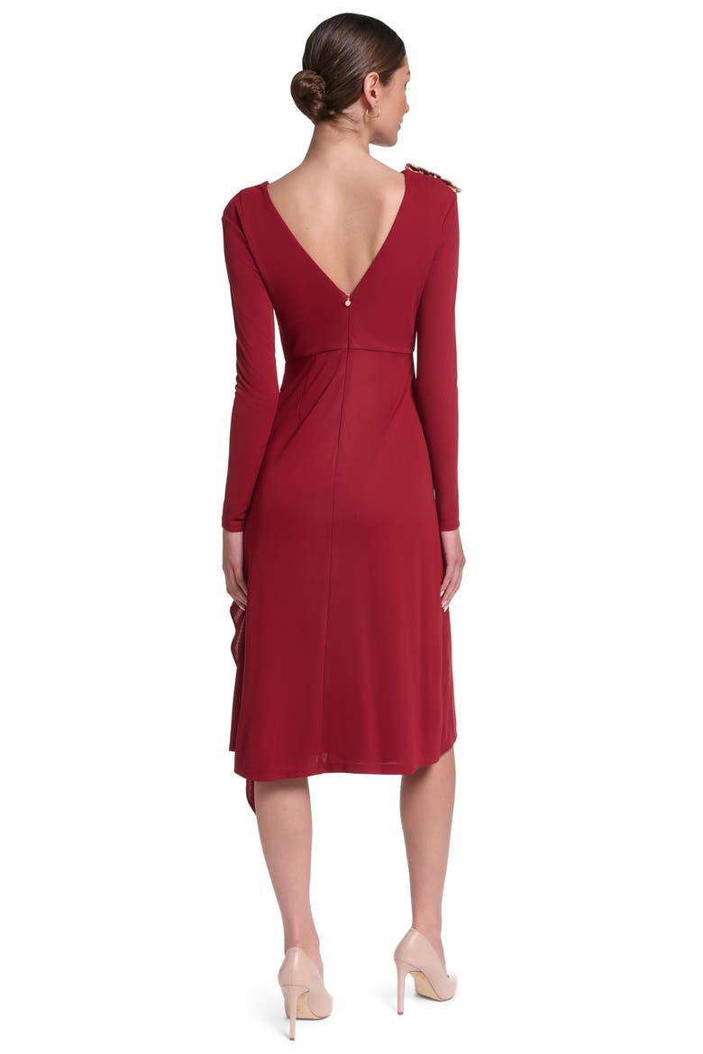 Long Sleeve Draped Jersey Dress, Alternate, color, Dark Lava