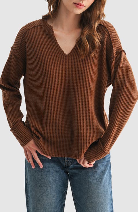 Textured Knit Henley Top