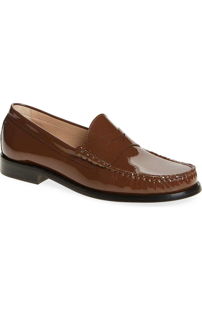 Stuart Weitzman Lottie Penny Loafer, Main, color, Walnut Patent