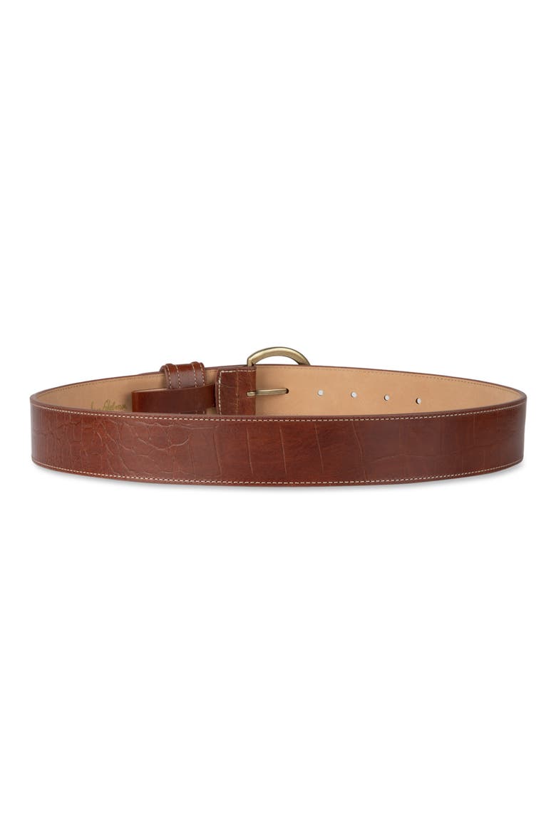 Rounded Buckle Belt, Alternate, color, TAN CROC