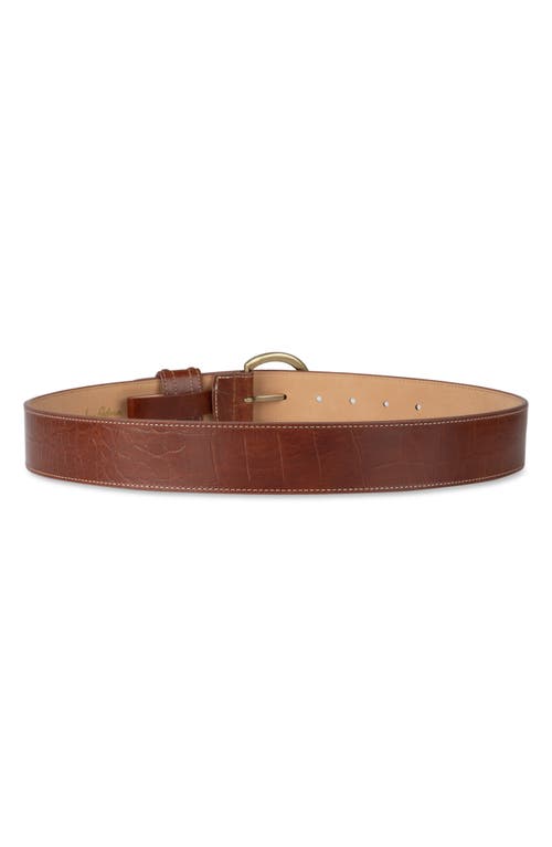 Shop Sam Edelman Rounded Buckle Belt In Tan Croc