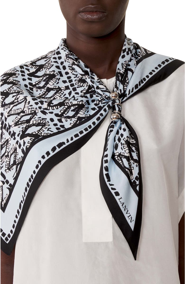 Lanvin Painted Diamond Motif Top With Jewelry Fastener, Alternate, color, Sky Blue/Black