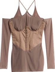 Mistress Rocks Off the Shoulder Long Sleeve Corset Minidress