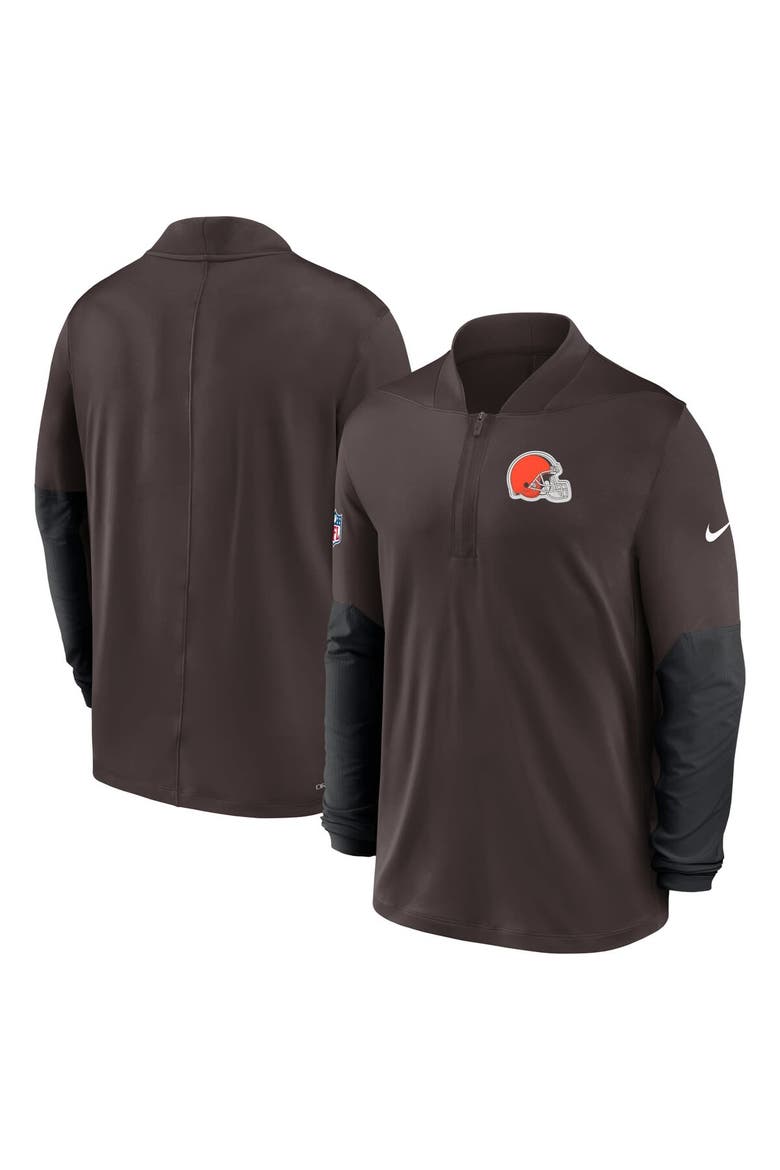 Men's Nike Brown Cleveland Browns Sideline Dri-FIT Half-Zip Pullover, Alternate, color, Brown