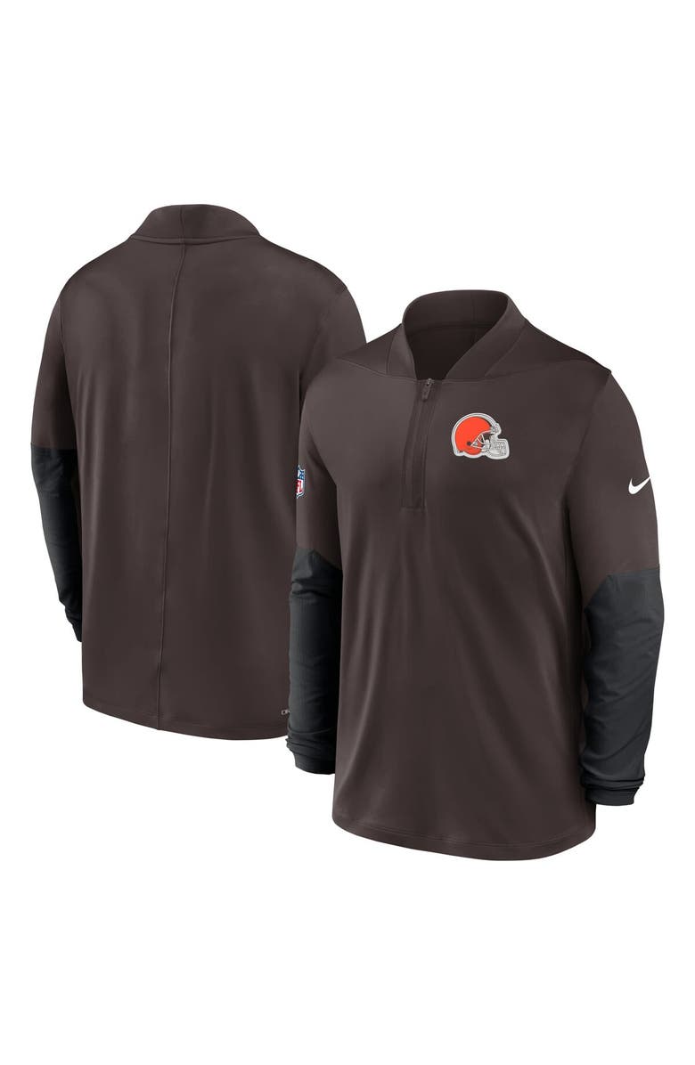 Nike Men's Nike Brown Cleveland Browns Sideline Dri-FIT Half-Zip Pullover, Alternate, color, Brown