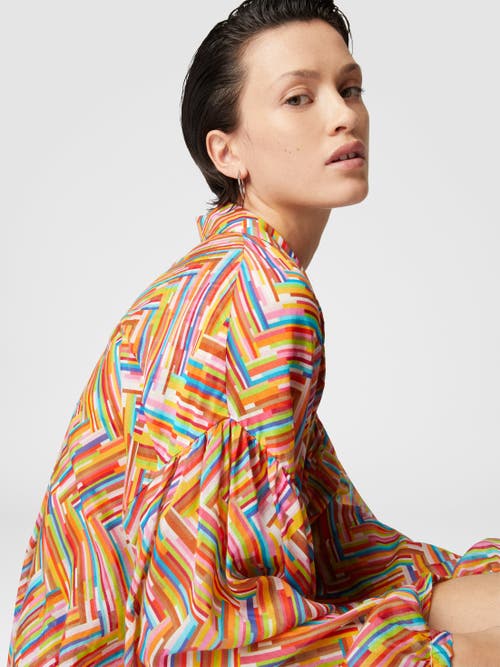 Missoni Oversized Shirt In Printed Cotton And Silk Blend In Multicoloured