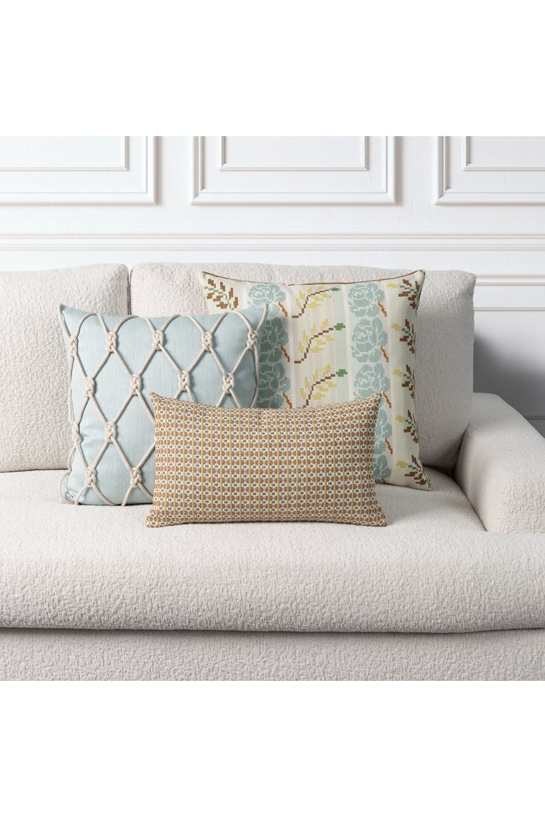 Latticework Hand-Knotted Indoor & Outdoor Woven Accent Pillow & Insert, Alternate, color, Opal
