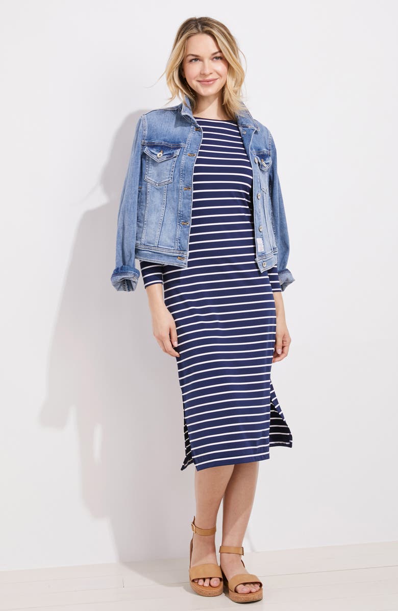 vineyard vines Sankaty Stripe Midi Dress, Alternate, color, 