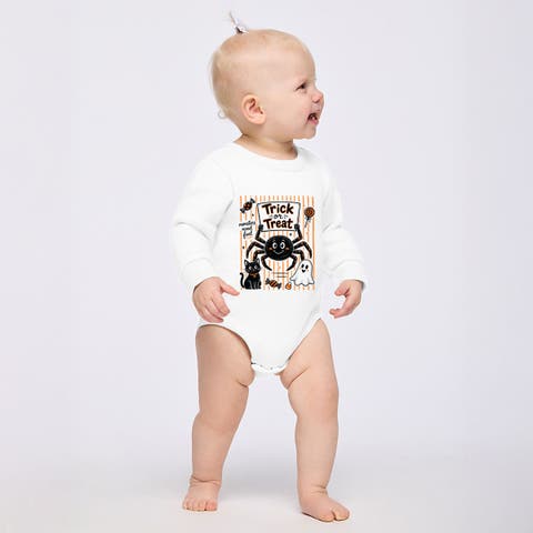Trick or Treat Spider Stripes Infant Fleece BodySuit