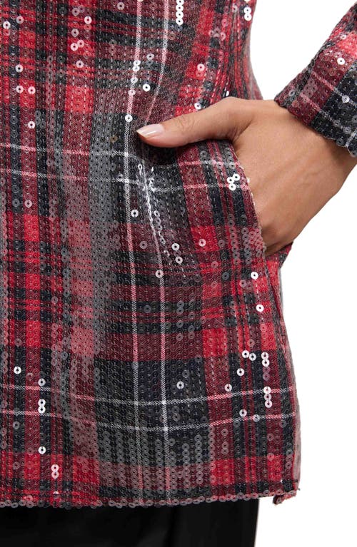 Foxcroft Carolina Plaid Sequin Shirt Jacket In Multi