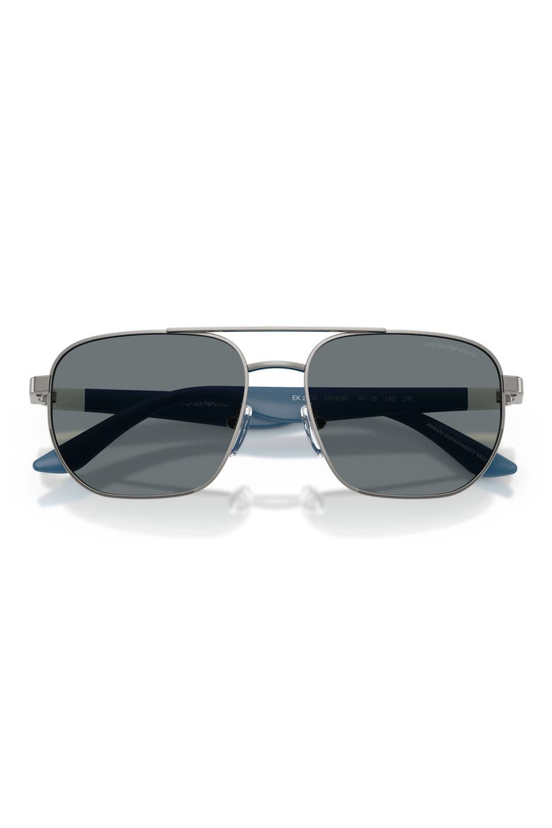 Kids' 51mm Square Sunglasses, Alternate, color, SHINY GUNMETAL / DARK BLUE
