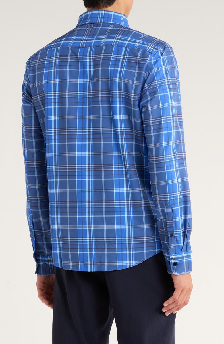 DENIM AND FLOWER Plaid Tech Button-Up Shirt, Alternate, color, Blue