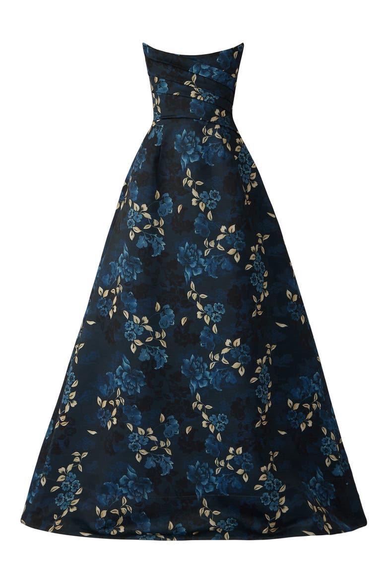 Anika Pleated Strapless Satin Ballgown, Alternate, color, MIDNIGHT BLUE