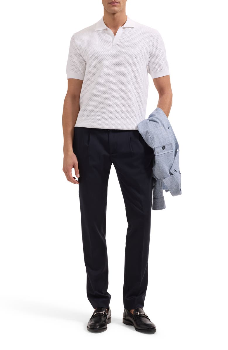 Bugatchi Open Stitch Polo Sweater, Alternate, color, Chalk