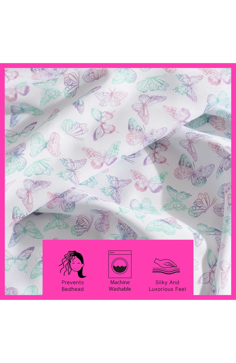 Betsey Johnson Butterfly Rainbow Sheet Set, Alternate, color, Pastel Purple