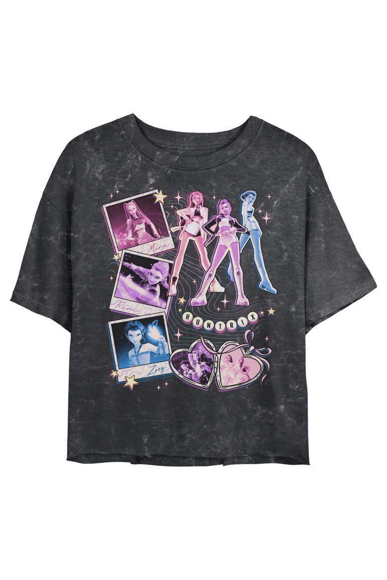 Junior's KPop Demon Hunters Huntrix Colorful Collage  Graphic T-Shirt, Main, color, Black