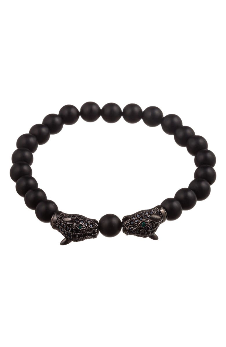 EYE CANDY LOS ANGELES Men's Leopard Head Beaded Bracelet, Main, color, 
