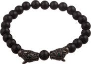 EYE CANDY LOS ANGELES Men's Leopard Head Beaded Bracelet