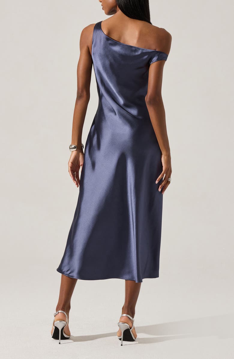 ASTR the Label Elain One-Shoulder Satin Dress, Alternate, color, Indigo