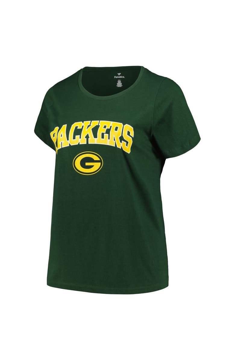 FANATICS Women's Fanatics Branded Green Green Bay Packers Plus Size Arch Over Logo T-Shirt, Alternate, color, 