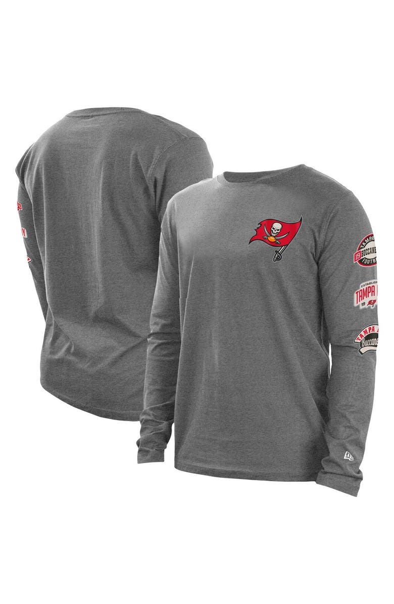 New Era Men's New Era Heathered Gray Tampa Bay Buccaneers Hype 2-Hit Long Sleeve T-Shirt, Alternate, color, 