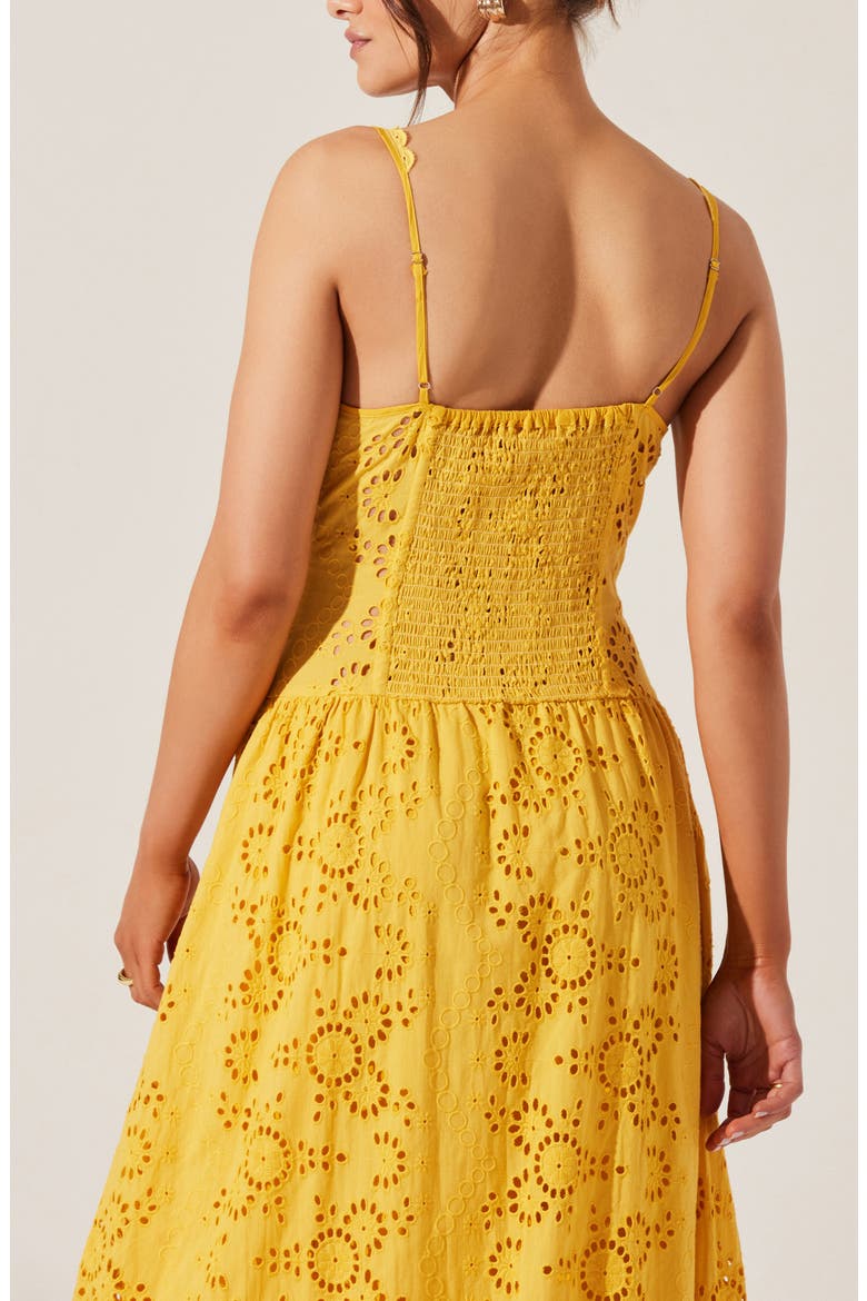 yamila eyelet corset midi dress Yamila Cotton Eyelet High-Low Dress (Women)