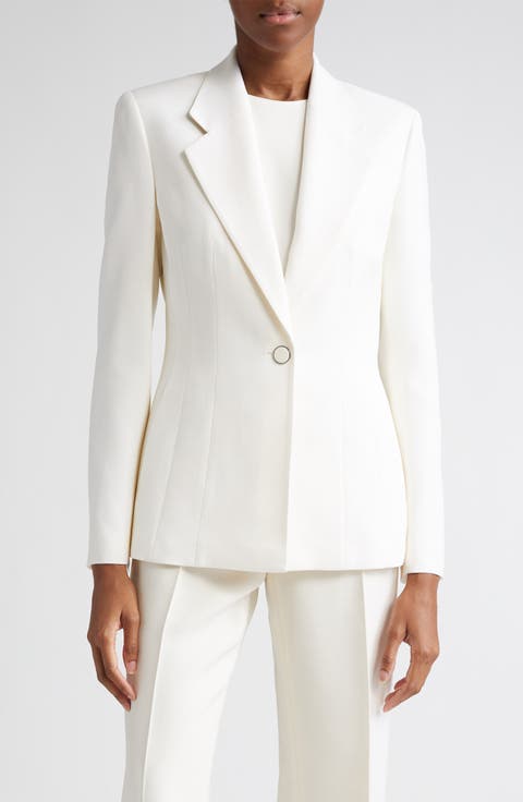 Notch Lapel Fitted Wool & Silk Blazer