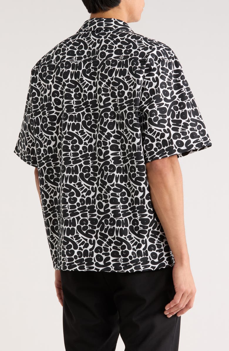 BOSS Eligino Button-Up Resort Shirt, Alternate, color, Black