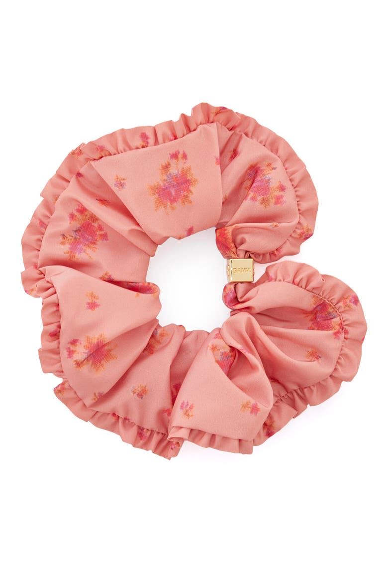 Printed Taffeta Scrunchie, Main, color, LANTANA