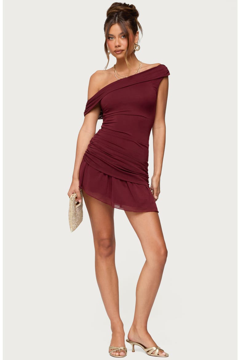 Gesibelle Off the Shoulder Minidress, Alternate, color, BURGUNDY