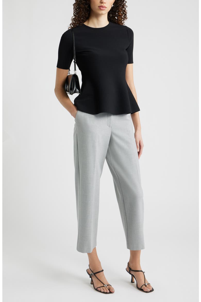 Short Sleeve Peplum Sweater, Alternate, color, BLACK