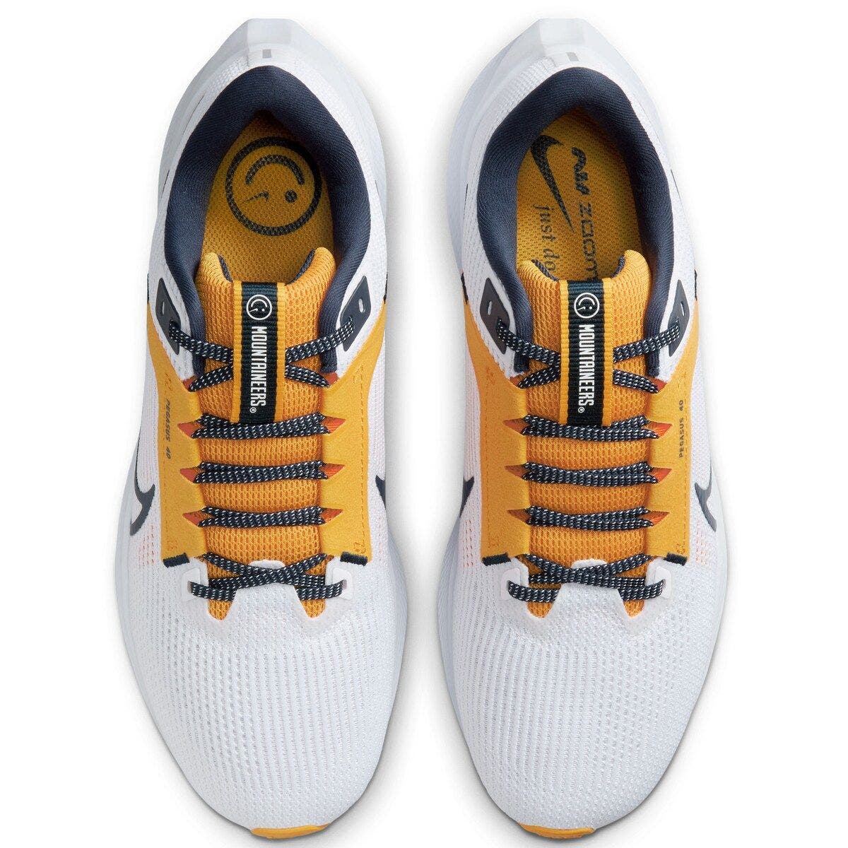 Nike Unisex Nike  White West Virginia Mountaineers Zoom Pegasus 40 Running Shoe, Alternate, color, White